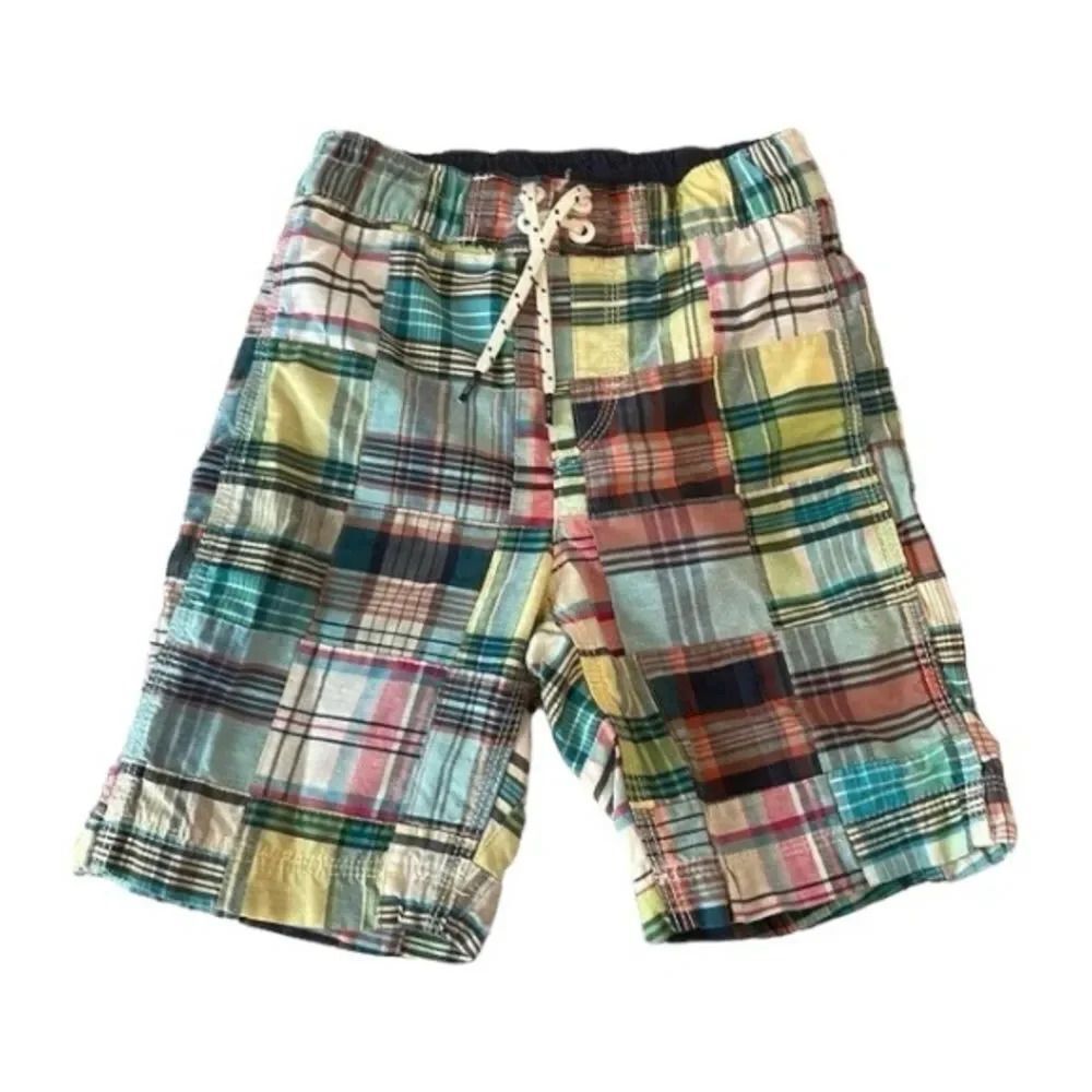 🔥 5 for $30 🔥 Gap Boys Patchwork Plaid Swim Trunks | Size Small